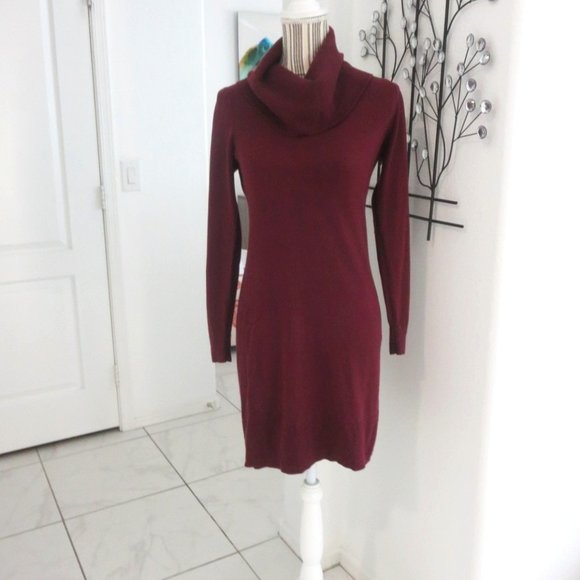 LOFT Dresses & Skirts - LOFT Cowl Neck Sweater Dress Maroon Burgundy S XS